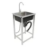 Mobile Spüle Edelstahl Spültisch 45x40x22cm Multifunktions Waschtisch Mit Wasserhahn Freistehende Spülbecken Edelstahl-Waschbecken Freistehend für Restaurant, Wäscherei, Garage, Außen