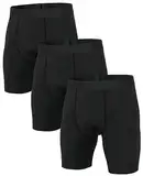 Niksa 3er Pack Herren Kompressionsshorts,Schnelltrocknendes Baselayer Unterhose Tights Kurz hochwertig Schwarz XL