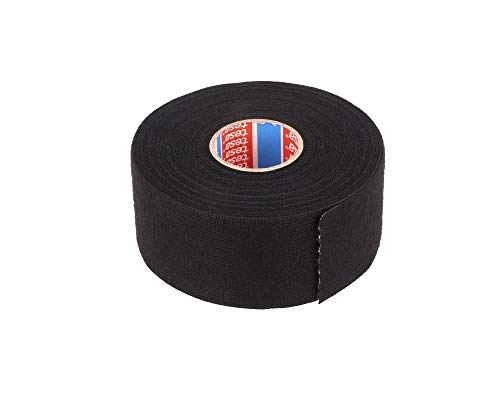 TESA 51608-00008-00 Gewebeband PET-Vlies 51608 Isolierband für Kabelbäume Baumwolle Klebeband (38mm x 25m), Schwarz