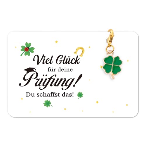 Glücksbringer Prüfung Schlüsselanhänger Kleeblatt Viel Glück Abitur 2025 Bachelor Master ABI Prüfung Bestanden Geschenk Du Schaffst Das Bestandene Prüfung Geschenk Vierblättriger Klee Glücksgeschenk