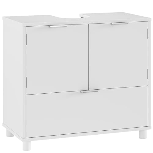 FORABAMB Waschbeckenunterschrank, Badezimmerschrank mit 2 Türen, große Schublade, viel Stauraum, Badezimmer Unterschrank Waschtischunterschrank Badschrank weiß,30 x 60 x 60 cm