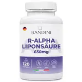 Bandini® Alpha-Liponsäure (Alpha-Lipoic Acid) 650 mg Depot | 120 hochdosierte vegane Kapseln | Natürliches Antioxidans | Hohe Bioverfügbarkeit | Hilft bei Entzündungen | 4 Monats-Vorrat | Laborgeprüft