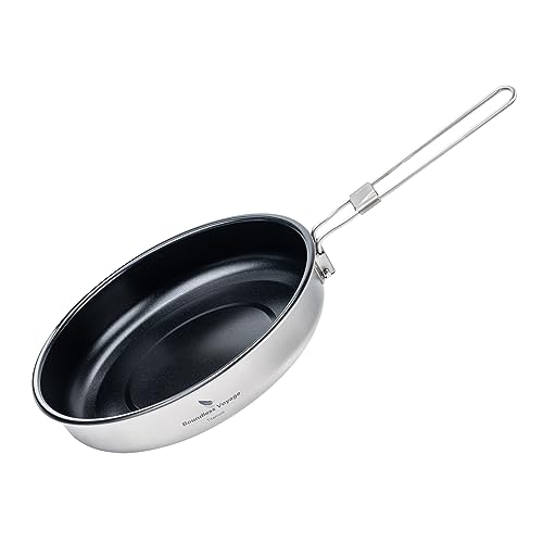 Boundless Voyage 22.8cm/1.5L Camping Pfanne für Gaskocher Titan Bratpfanne Ultraleichtes Camp Kochgeschirr Grillpfanne zum Kochen Ei Steak, Ti2070C