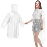 HFMYGS 6 Stück Durchsichtig Regenponchos, Wasserdichter Regenschutz, Extra Dickes Regen-Cape Mit Tunnelzug Kapuze Und Elastische Manschette Für Erwachsene, Leichtgewichts Regen Poncho Transparent