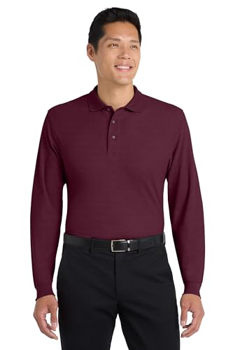 Port Authority® Long Sleeve Silk Touch™ Polo. K500LS Burgundy L