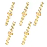 Schlauchverbinder 4mm Messing Set - Schlauchverbinder mit Widerhaken, Schlauchverbindung für Schlauch Silikonschlauch 4mm, Robustes Schlauch Gerade Verbindungsstück für Luft, Wasser, Gas, Öl (5 Stk)