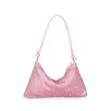 VIDSTM Damen Glitzer Tasche, Abendtasche Damen Hohe Kapazität mit Reißverschluss, Verstellbarer Schultergurt Elegante Tasche Damen, für Abend Prom Hochzeit Party Bankett (Rosa)