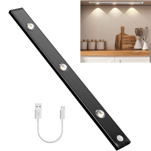 IBAYE 40CM Unterbauleuchte Schrankbeleuchtung mit Bewegungsmelder LED Sensor Licht 1200 mAh USB Aufladbar Schrankleuchten stufenlose dimmbar Nachtlicht für Küche, Schlafzimmer, Treppe