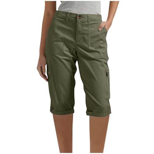 Jogginghose Damen 1/2 Kurz Shorts Baumwolle Sporthose Casual Capri Hose Leicht Einfarbig Laufhose Sommer Sport Sweathose Bequem Trainingshose mit Taschen Elegant Sommerhose Freizeithose Outdoor