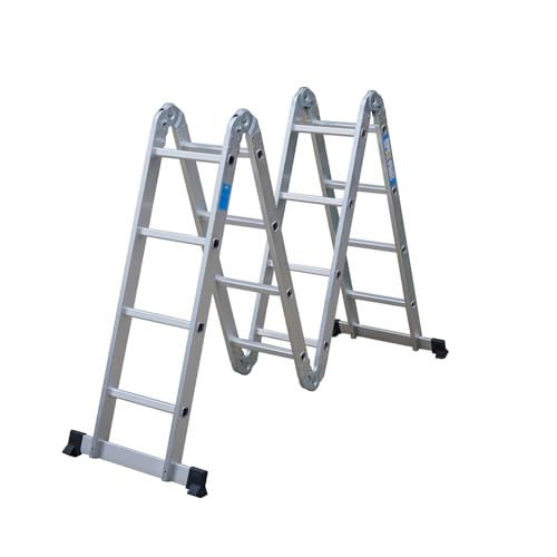 DIVID® Aluleiter 4,7 Meter | Leiter klappbar | Gelenkleiter 4 Stufen x 4 | Multifunktionsleiter belastbar bis 150Kg | Mehrzweckleiter | Klappleiter | Stehleiter ausziehbar | Teleskopleiter