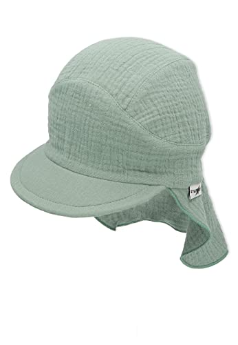 Sterntaler Unisex Schirmmütze mit Nackenschutz Musselin Sonnenhut, dunkelgrün, 49