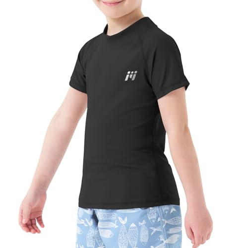 MEETWEE Jungen Schwimm Kurzarm/Langarm Shirt Kinder Schwimm UV Tshirt Kinder Badeshirt RashWeste Surfen Tshirt Schnelltrocknend Strand Shirt Wassersport Top