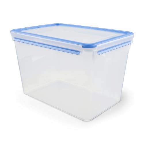 Emsa 508549 Clip & Close Frischhaltedose | 10,6 L | Rechteckig | Maxiformat | Clipbox | -40 bis +100 Grad | 100% dicht, Transparent / Blau