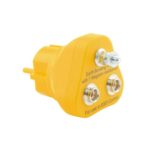 BERNSTEIN ESD Erdungsstecker mit 1x 1 MOhm Sicherheitswiderstand und M5 Anschluss, 2x 10 mm Druckknöpfe, ideal für ESD Arbeitsplätze, EU kompatibel