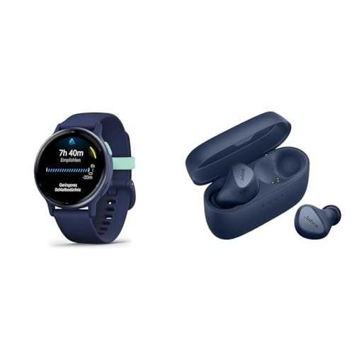 Garmin vívoactive 5, AMOLED GPS Smartwatch, Marineblau & Jabra Elite 4 Kabellose Ohrhörer, schnurlose In-Ear-Kopfhörer