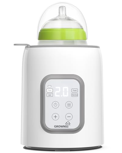 Flaschenwärmer Baby, GROWNSY 8-in-1 Flaschenwärmer für alle Flaschen mit Timer, präziser Temperaturkontrolle und automatischer Abschaltung, multifunktionaler Flaschenwärmer für Muttermilch