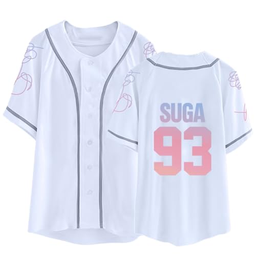 Kpop Love Yourself Baseballtrikot, Suga Jungkook V Jimin Rap Jhope Jin Softball-Trikot, Weißer Suga, L