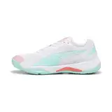 PUMA Unisex Solarstrike III W+ Indoor Court Shoe, White-Electric Peppermint, 40 EU