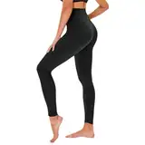 TNNZEET High Waist Leggings Damen Elastische Leggins Weiche Sporthose für Sport Gym,Schwarz,L-XL