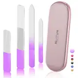 Glasnagelfeile und Shiner - 4PC doppelseitig geätzte Kristall Nagelfeilen und Nano Nagelpolierer, Professionelle Salon Maniküre Tools Kit für Acryl und Naturnägel (Lila)