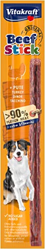 Vitakraft Beef Stick, Hundeleckerli mit Pute, Fleischstick zum Belohnen, extra fleischig, ohne Zusatz von Zucker (1x 12g)