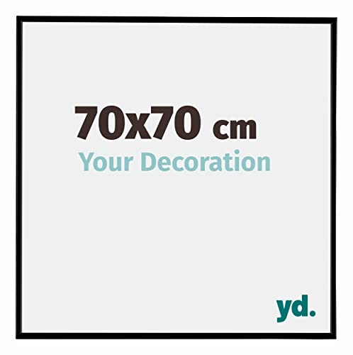 Your Decoration - Bilderrahmen 70x70 cm - Schwarz Matt - Bilderrahmen aus Kunststoff mit Acrylglas - Antireflex - 70x70 Rahmen - Evry