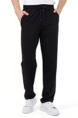 COMEOR Pantalones Hombre Casuales Algodón Pantalon Chandal Hombre Largo Con Ajustable Cordón Pantalones Deportivos Hombres Cintura Elástica Con Bolsillos (Negro 4XL)