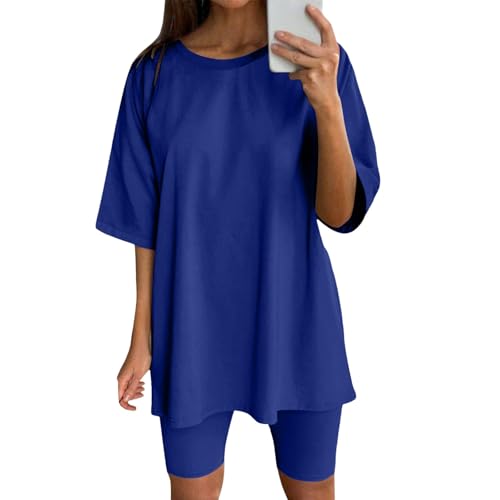 Sommer-Outfits für Damen, UK-Kurzarm-Tops, T-Shirts und kurzer Jogger, lässiger Trainingsanzug, 2-teilig, Sportbekleidung, Damen-Trainingsanzug-Sets für Fitnessstudio, Laufen, Walking, Yoga, Übergröße