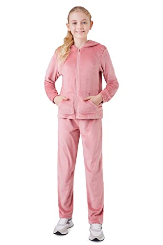 CityComfort Jogginganzug Mädchen, Trainingsanzug Mädchen Velour Zweiteiler Outfit 7-14 Jahre(Rosa, 13-14 Jahre)