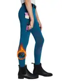 BALEAF Kinder Reithose Mädchen Reitleggings Vollbesatz-Reithose Fleece-Pferde-Reithose Leggings Taschen Strumpfhose Blau M