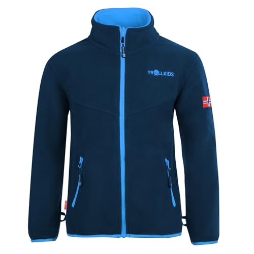 Trollkids Kinder Oppdal XT Fleece Jacke, Marineblau/Mittelblau, Größe 152