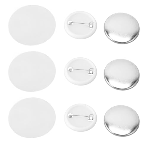 Cyrank 100 Stück Badge Button Pin, Buttonrohlinge, Knopfhersteller-Zubehör, 32mm Pin-Hersteller, Abzeichen Pin Button Teile Abzeichen Herstellung, Teile Für Metallknöpfe, Pin-Abzeichen-Set