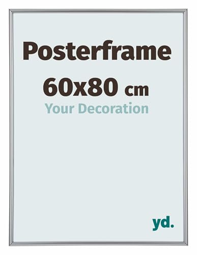yd. Your Decoration - Bilderrahmen 60x80 cm - Silber Hochglanz - Posterrahmen aus Kunststoff mit Kunstglas - Klares Kunstglas - 60x80 Rahmen - Paris