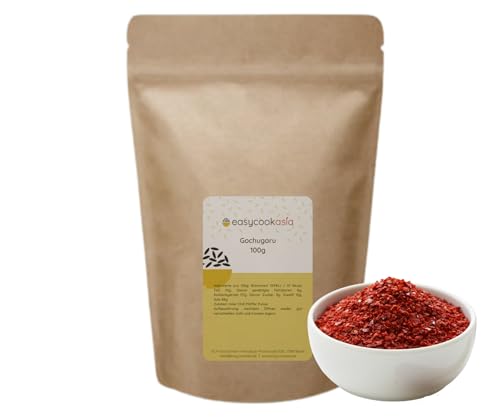 EasyCookAsia Gochugaru | Koreanische Gochugaru Chiliflocken | 100g | Gochugaru Chili Flakes | grob gemahlen