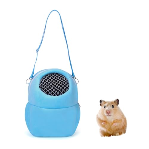 Hamster transportbox, Transportbox hamster, Transporttasche Eichhörnchen, Transporttasche Hamster Igel,Hamster Reisetasche mit Mesh Handtasche Reise Rucksack (Blau)