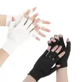 RISVOWO 2 Pairs UV-Handschuhe für Nagelschelmgel, Schutz fingerlose Handschuhe UPF50+ UV, Shield Handschuhe Nägel für Maniküren Trockner Radfahren Autofahren