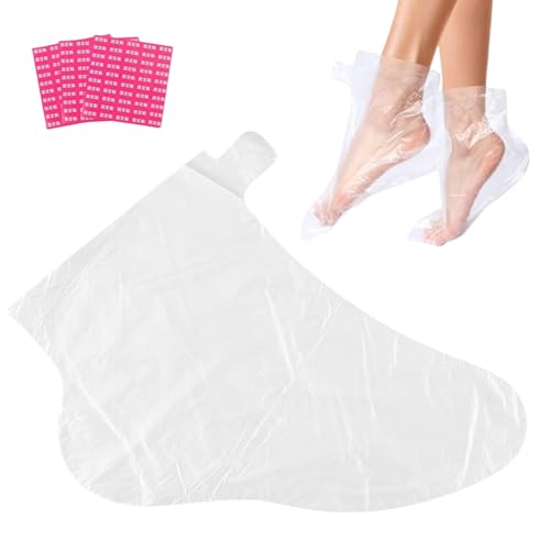 Pedsox, 100 Stück Transparente Einwegstiefel aus Polyethylen, Ideal für Fußmasken und Pediküre, für Paraffinbäder, 31x16 cm, Einheitsgröße, Unisex