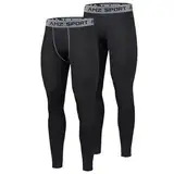 AMZSPORT 2er Pack Herren Kompressionshose, Lange Atmungsaktive Laufhose, Sport Leggings Tights für Training, Fitness, Radfahren, Basketball und Gym Klassisches schwarz M