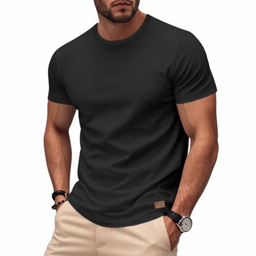 Gebrauchte Artikel Kurzarm Rundhals Fitness Shirt Herren Gym Kompressionsshirt T-Shirt Flanellhemd Schwarzes Tshirt Training Weißes Tshirt Herren Shirt Rentner T-Shirt T Langarm Schwarz,L