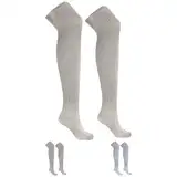 German Wear Trachtenstrümpfe EXTRA LANGE Trachtensocken Zopfmuster Baumwolle overknee Strümpfe - passend zu kurze Lederhosen - 70cm -Natur - 41-43