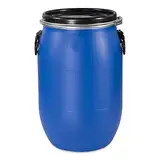 60 L Weithalsfass, Deckelfass mit Spannring, dicht verschließbar blau, grün, schwarz (blau)