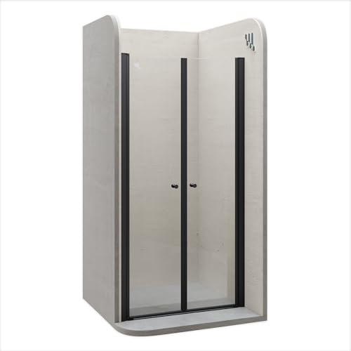 i-flair Duschtür Lima in Schwarz 96x180 cm Verstellbereich von 96-100 cm, Höhe:180 cm, Duschabtrennung aus 6 mm durchsichtigem Nano-ESG Sicherheitsglas und Hebe-Senkmechanismus - DTC Black