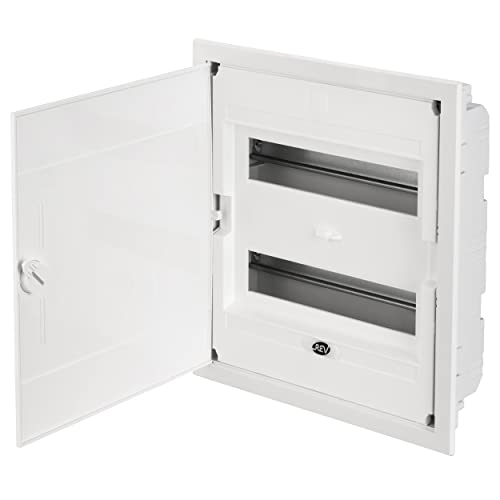 REV Verteilerkasten - Sicherungskasten Unterputz, Schaltschrank 2-reihig 24TE, 400V, 379x341x105mm, weiß