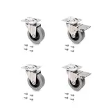 Emuca - Set aus 4 Lenkrollen für Möbel Ø50mm mit Anschraubplatte und Kugellager, schwenkrollen gummi aus grau Farbe