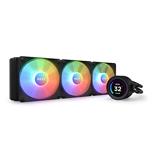 NZXT Kraken Elite 360 RGB - RL-KR36E-B1-360mm AIO CPU Wasserkühlung - 2,36" LCD Display 640x640-3x120mm Core Fans - EIN Breakoutkabel zur einfachen Installation - anpassbar durch NZXT CAM, Schwarz