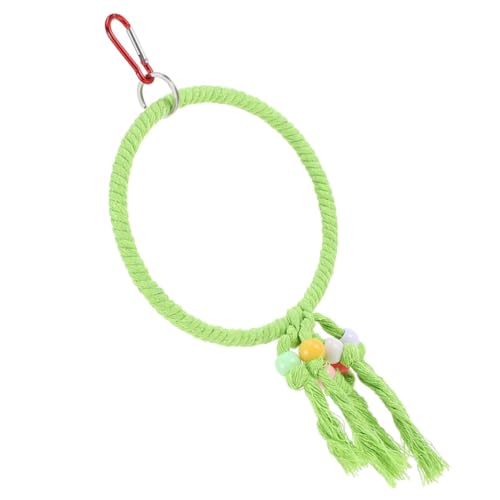 Toddmomy Papagei Spielzeugschaukel Papageienbarsch Haustier Vogelperchspielzeug Vogelschwungspielzeug Vogelbarsch Vogelkäfigständer Cockatiel Swing Baumwollseil Hellgrün Zufällige Farbe