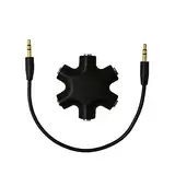Ziyan 5 Fach 3.5mm Klinken Verteiler Audio Splitter für Kopfhörer Headphone Smartphones, Laptops und PC in Schwarz