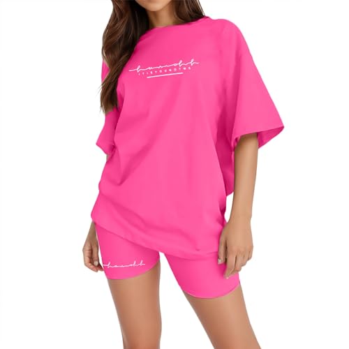 Blitzangebote Des Tages Sportanzug Damen Kurzarm Trainingsanzug Set Tracksuit Rundhalsausschnitt Einfarbig Zweiteiler Zweiteiler Jogginganzug Loungewear Outfit Jogger Trainingsanzug Set Sport Outfit