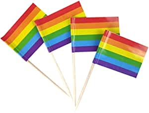 Zahnstocher-Flaggen, Cupcake-Topper, Dekorationen, Cocktail, Food, Bar, Kuchen, Früchte, Regenbogen, Regenbogenfarben, 100 Stück