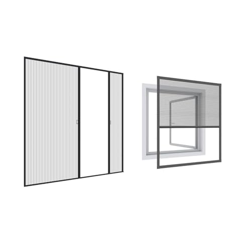 Windhager Insektenschutz Plissee-Tür Expert Fliegengitter Alurahmen für Türen & Expert Plissee Fenster Ultra Flat, Insektenschutz für Fenster